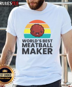 Sunset-themed T-shirt featuring 'World's Best Meatball Maker' design, perfect for meatball lovers and casual wear.