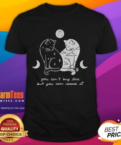 Cute 'You Can't Buy Love but You Can Rescue It' cat lovers T-shirt featuring a playful cat graphic.