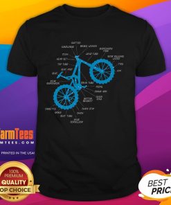 Fully MTB Anatomy Mountain Bike Parts T-Shirt for Cross Cycling enthusiasts, showcasing detailed bike component graphics.