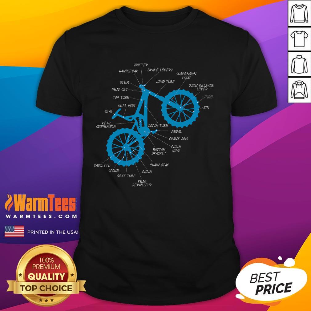 Fully Mtb Anatomy Mountain Bike Parts Cross Cycling T Shirt Fully MTB Anatomy Mountain Bike Parts T-Shirt for Cross Cycling enthusiasts, showcasing detailed bike component graphics.