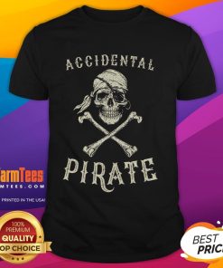 Funny Accidental Pirate Skull Ampu T-Shirt featuring a whimsical pirate skull design on a casual tee.