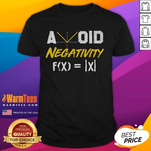 Funny Avoid Negativity Math Pun Equation T-Shirt featuring humorous math graphics and a positive message.