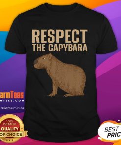 Funny Capybara Respect The Capybara T-Shirt featuring a playful capybara graphic, perfect for animal lovers and humor enthusiasts.