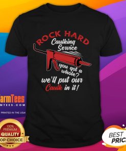 Funny caulking service t-shirt featuring humorous caulk graphics, perfect for DIY enthusiasts and professional caulkers.