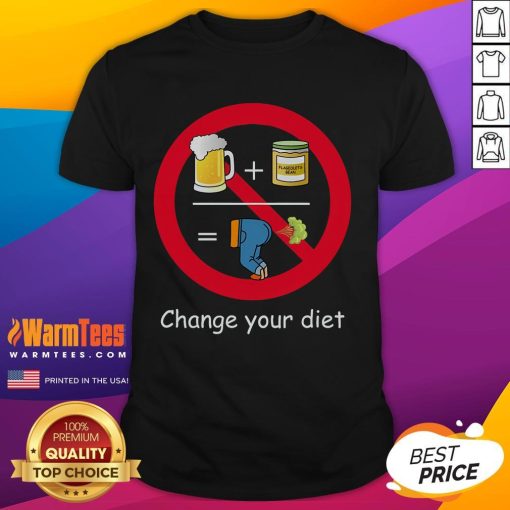 Funny Change Your Diet T-Shirt featuring humorous food graphics and witty quotes for a lighthearted approach to healthy eating.