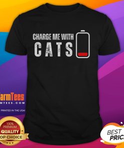 Funny Charge Me With Cats T-Shirt for kitten lovers, featuring playful cat graphics and a humorous slogan.