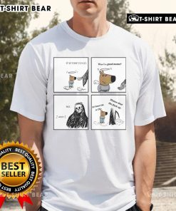Funny Chill Guy with Grim Reaper on 'Was I a Good Meme?' T-shirt, perfect for meme lovers and humor enthusiasts.