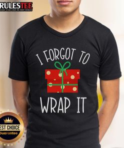 Funny Christmas pregnancy announcement T-shirt with 'I Forgot To Wrap It' slogan, perfect for holiday surprises.