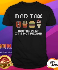 Funny Dad Joke T-Shirt featuring 'Dad Tax' design, perfect for Father's Day, designed in playful 8-bit style.
