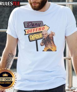 Funny Deny Defend Depose Drive-Ins T-Shirt featuring a humorous graphic design for movie lovers and T-shirt enthusiasts.
