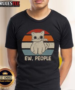 Funny Ew People Cat Knife Meow Kitty Sunset T-Shirt featuring a playful cat graphic against a vibrant sunset.