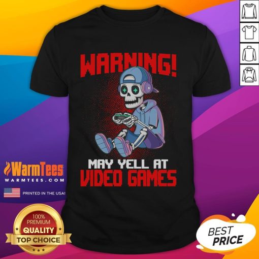 Funny Gamer Skeleton Gaming May Yell At Video Games T-Shirt design featuring a humorous skeleton character.