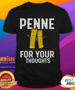 Funny Gifts for Pasta Lovers: 'Penne For Your Thoughts' T-Shirt featuring a playful pasta graphic and vibrant colors.