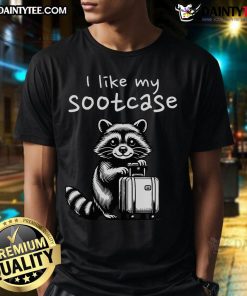 Alt Text: Vintage 'Funny I Like My Suitcase Raccoon' T-Shirt featuring a playful raccoon graphic, perfect for animal lovers.