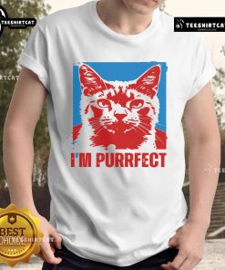 Funny I'M Purrfect Positive Quote Cat T-Shirt featuring a cute cat graphic and playful typography.