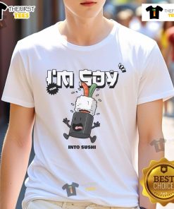 Funny I'M Soy Into Sushi T-Shirt featuring playful sushi graphics and humorous text for sushi lovers.