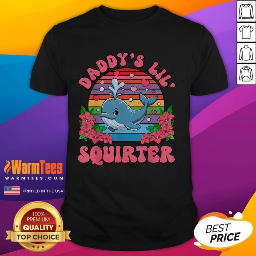Funny Inappropriate Daddy's Lil Squirter T-Shirt featuring humorous design, perfect for dad's playful wardrobe.