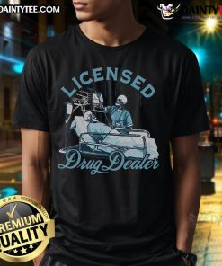 Funny Licensed Drug Dealer Skeleton Nurse wearing a stethoscope on a T-Shirt showcasing humorous doctor-themed graphic design.