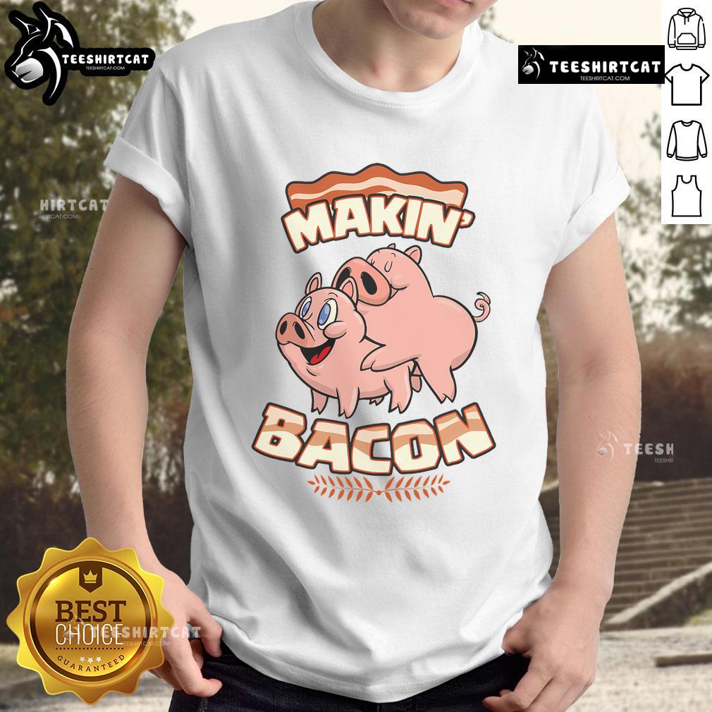 Funny Makin Bacon Pig Meatatarian Zany Brainy Metallic Star Ornament T Shirt Funny Makin Bacon Pig Meatatarian T-Shirt featuring a zany brainy design and metallic star ornament for meat lovers.