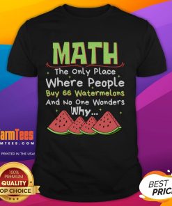 Funny Math and Watermelons T-Shirt featuring playful math calculations and vibrant watermelon graphics for math lovers.