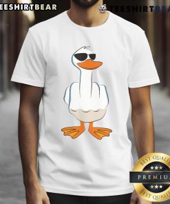 Funny middle finger duck graphic on a 'I Don't Give A Duck' T-shirt, perfect for humor lovers and quirky fashion.