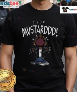 Funny Mustarddd Mustard Lamar TV Off parody t-shirt featuring a playful design and vibrant colors, perfect for casual wear.