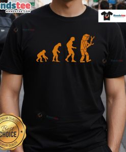 Funny nerdy robot evolution graphic on a computer robotics T-shirt, showcasing quirky robot designs in a humorous style.