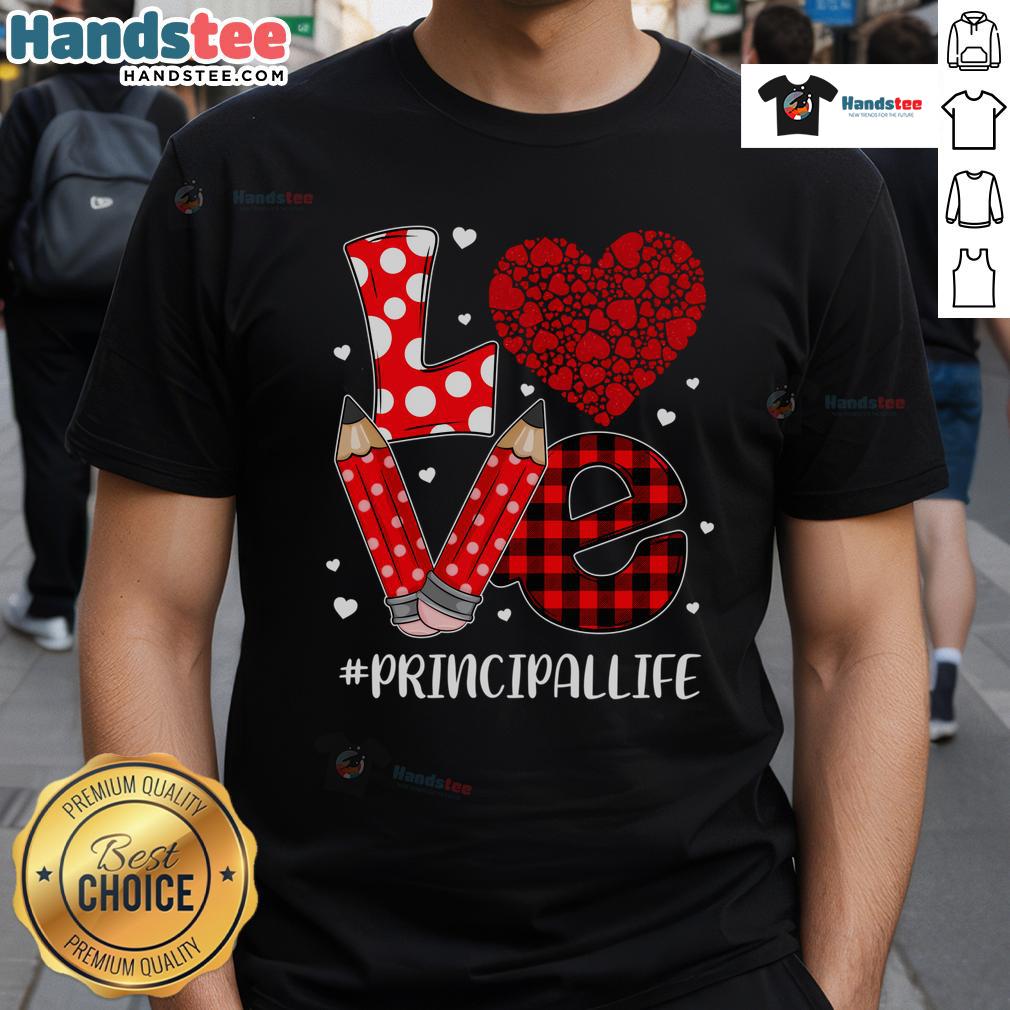 Funny Plaid Heart Love Principal Valentine Day Christmas T Shirt Funny plaid heart graphic on a love principal t-shirt for Valentines Day and Christmas celebrations.