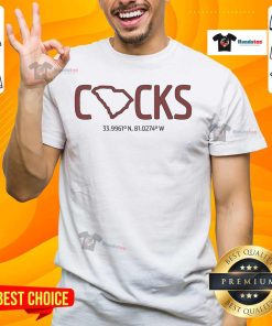 Funny Prime Meridian Cocks T-Shirt featuring a humorous design with a rooster and geographical elements.