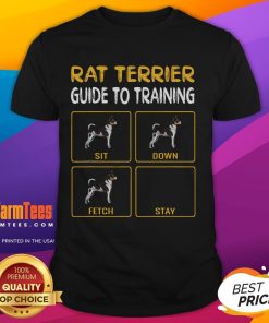 Funny Rat Terrier Guide to Training Dog Obedience T-Shirt featuring a humorous graphic and playful text design.
