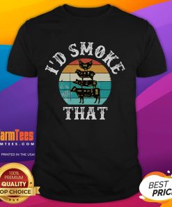 Funny retro BBQ party t-shirt featuring a smoker chef dad design with vintage sunset, perfect gift for barbecue lovers.