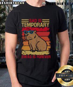 Funny Sad Is Temporary Swag Is Forever Cool Capybara Retro T-Shirt featuring a stylish capybara graphic design.