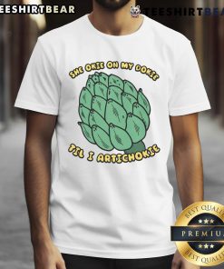 Alt Text: Funny She Okie On My Dokie Til I Artichokie T-shirt featuring a playful design and vibrant colors.