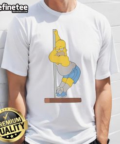 Funny Simpsons Homer pole dance graphic on a vibrant The Simpsons T-shirt, perfect for fans of the iconic TV show.