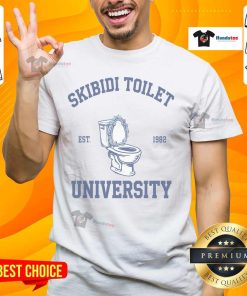 Funny Skibidi Toilet University T-Shirt, Est 1982, featuring a playful Skibidi meme design perfect for casual wear.