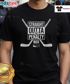 Funny Straight Outta The Penalty Box Ice Hockey Player T-Shirt featuring a humorous design for hockey fans and players.