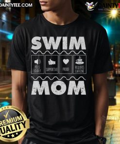 Funny Swim Mom t-shirt design for Mother's Day featuring a playful swimmer theme, perfect for swim-loving mothers.