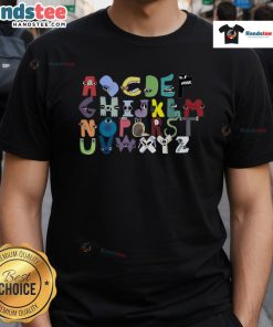 Boy in a Funny Villain Letter ABC costume wearing a matching Evil Alphabet Lore T-shirt, showcasing playful villainy.