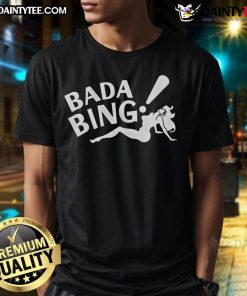 Funny vintage Bada Sarcastic Bing t-shirt featuring a retro sexy girl graphic, perfect for humorous fashion lovers.