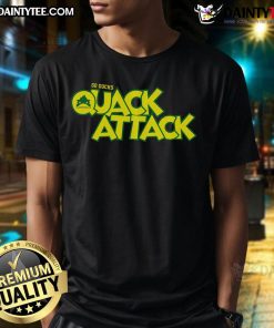 Funny vintage Quack Attack duck t-shirt in white, green, and yellow featuring a playful cartoon duck design.