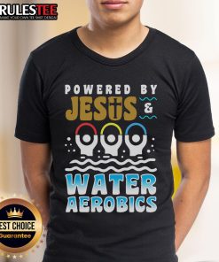 Funny Water Aerobics Jesus Aquatic Fitness T-Shirt featuring a whimsical design of Jesus in a pool setting.