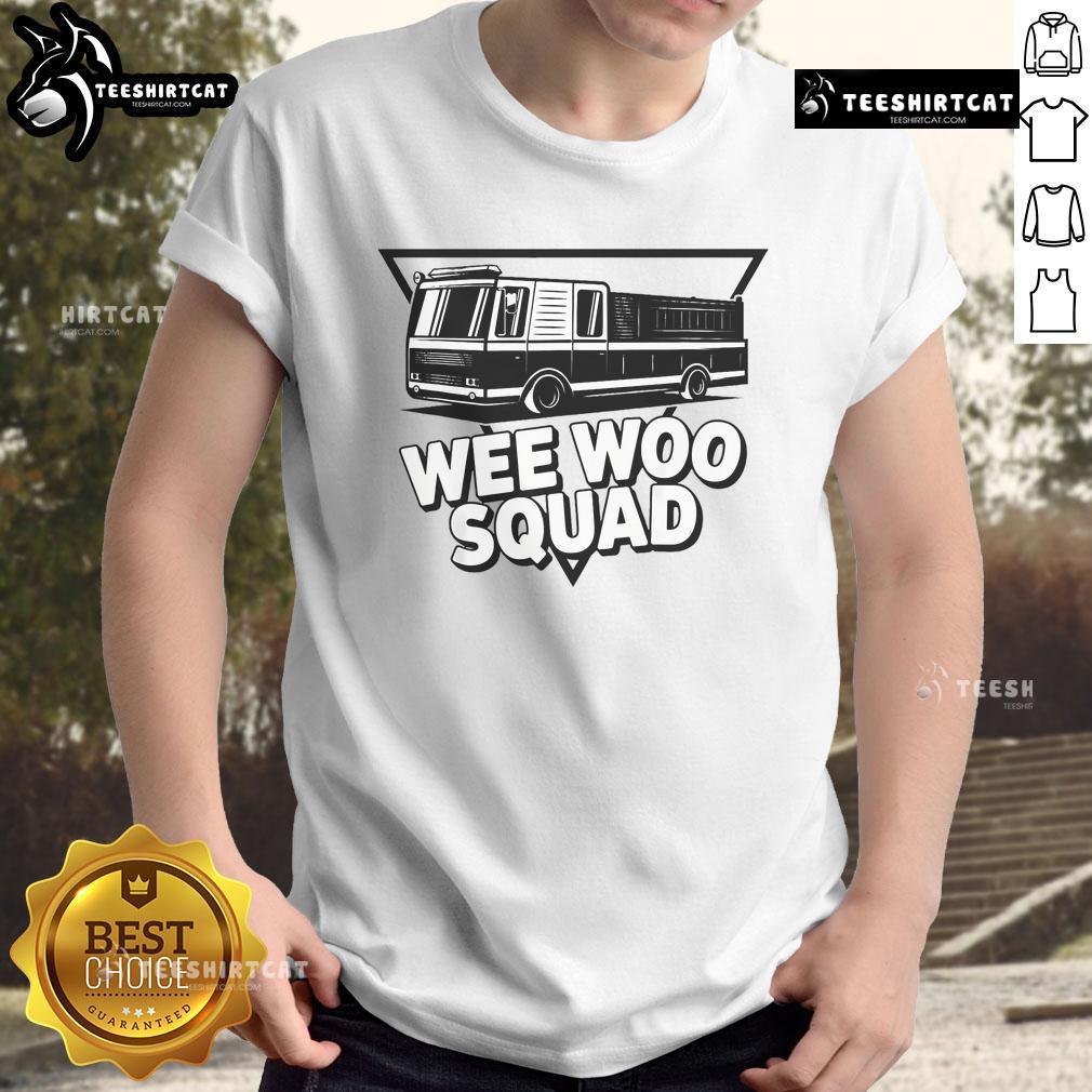 Funny Wee Woo Squad Fire Truck T Shirt Funny Wee Woo Squad Fire Truck T-Shirt featuring a vibrant graphic of a fire truck and playful text, perfect for kids.