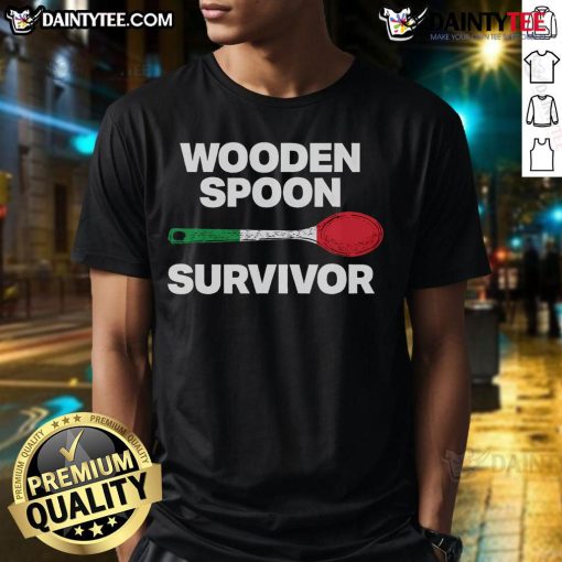 Funny Wooden Spoon Survivor Italian Family T-Shirt featuring a humorous design celebrating Italian family cooking.