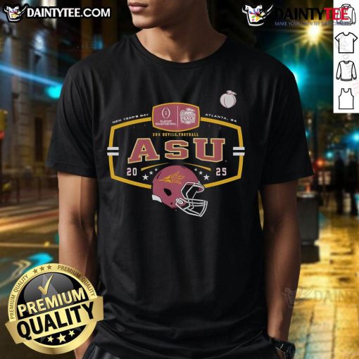 Good Asu Arizona State Sun Devils Football 2025 Chick-Fil-A Peach Bowl New Year's Day T-Shirt design featuring team colors.
