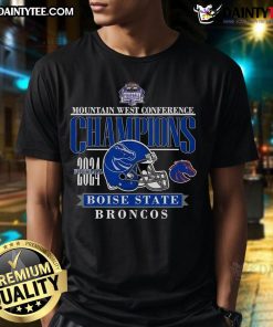 Boise State Broncos 2024 Mountain West Football Conference Champions T-Shirt featuring team colors and logo design.