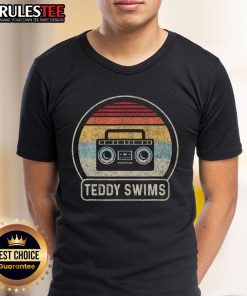 Good Cassette Tape Teddy Swims 90s Music Retro Sunset T-Shirt featuring a vintage cassette and sunset design.