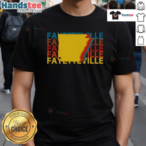 Good Fayetteville Arkansas Vintage Repeat T-Shirt featuring retro design and vibrant colors, perfect for casual wear.