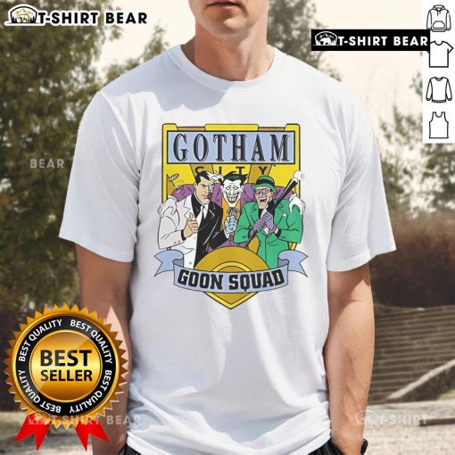 Good Gotham Goon Squad T-Shirt featuring a bold graphic design inspired by comic book villains, perfect for fans.