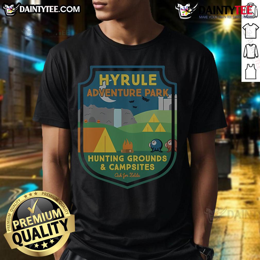 Good Hyrule Adventure Park Hunting Grounds And Campsites Camping T Shirt Good Hyrule Adventure Park Hunting Grounds and Campsites T-shirt featuring a vibrant camping design for outdoor enthusiasts.