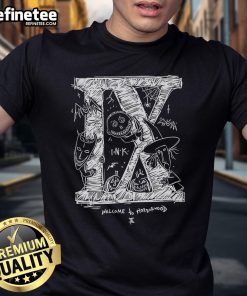 Alt Text: Good Lock Shock And Barrel Welcome To Horrorwood T-Shirt featuring vibrant graphic design inspired by Halloween themes.